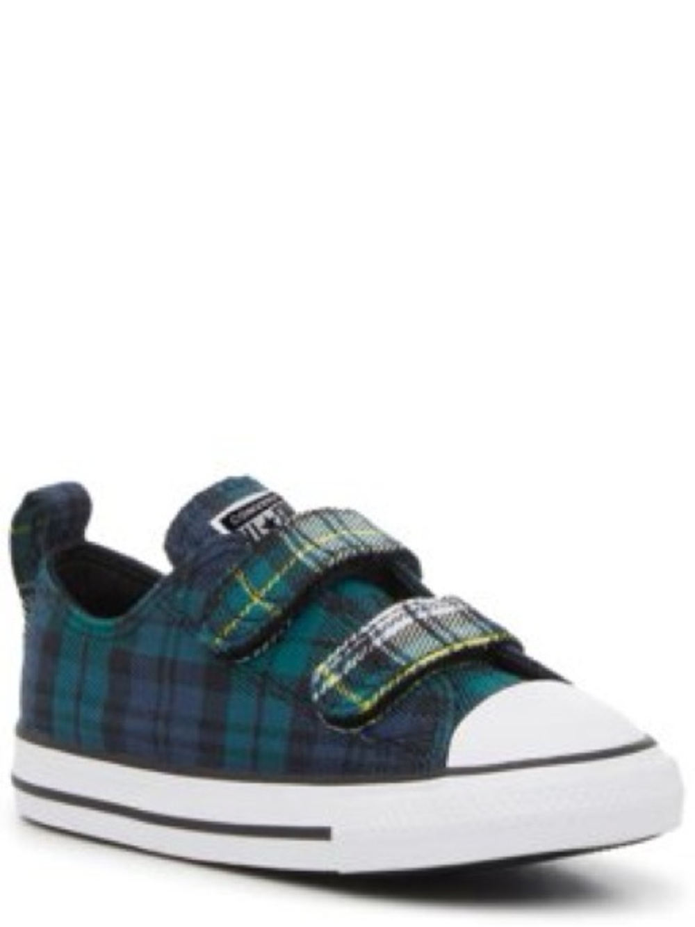 Converse Kids Plaid Low-Top Sneakers in green and Navy